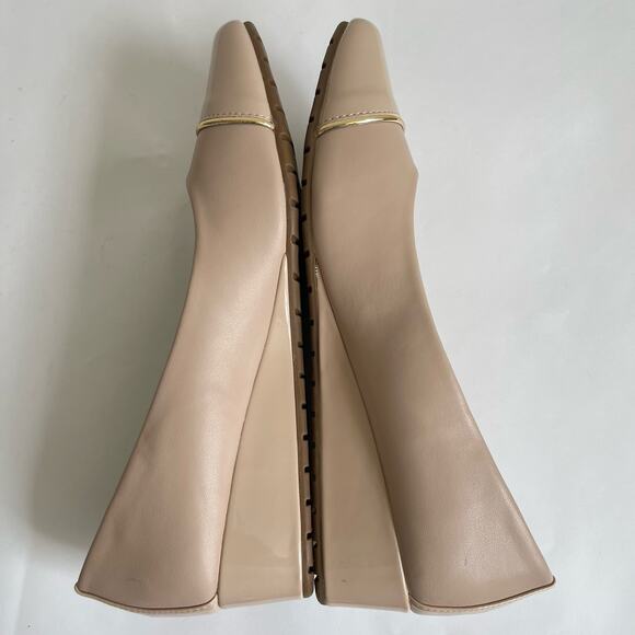 Anne Klein Mildred Nude Low Wedge Cap Toe Slip On Shoes 10 M iFlex Padded Insole - Picture 6 of 12